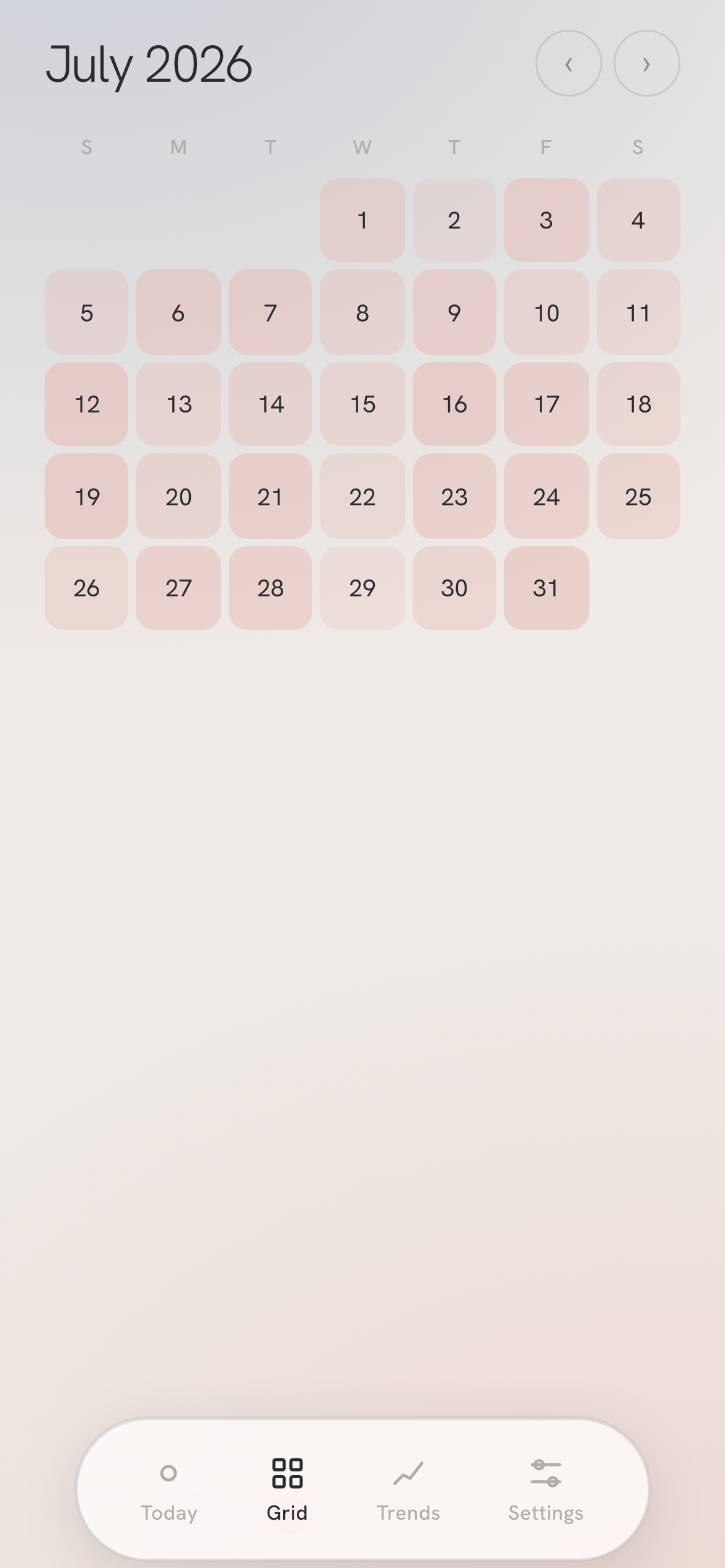 Well Grid screen, Drift light theme