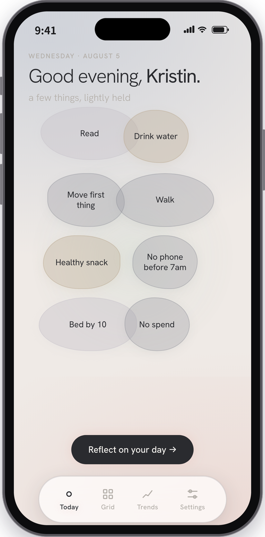 Well app Today screen in an iPhone frame